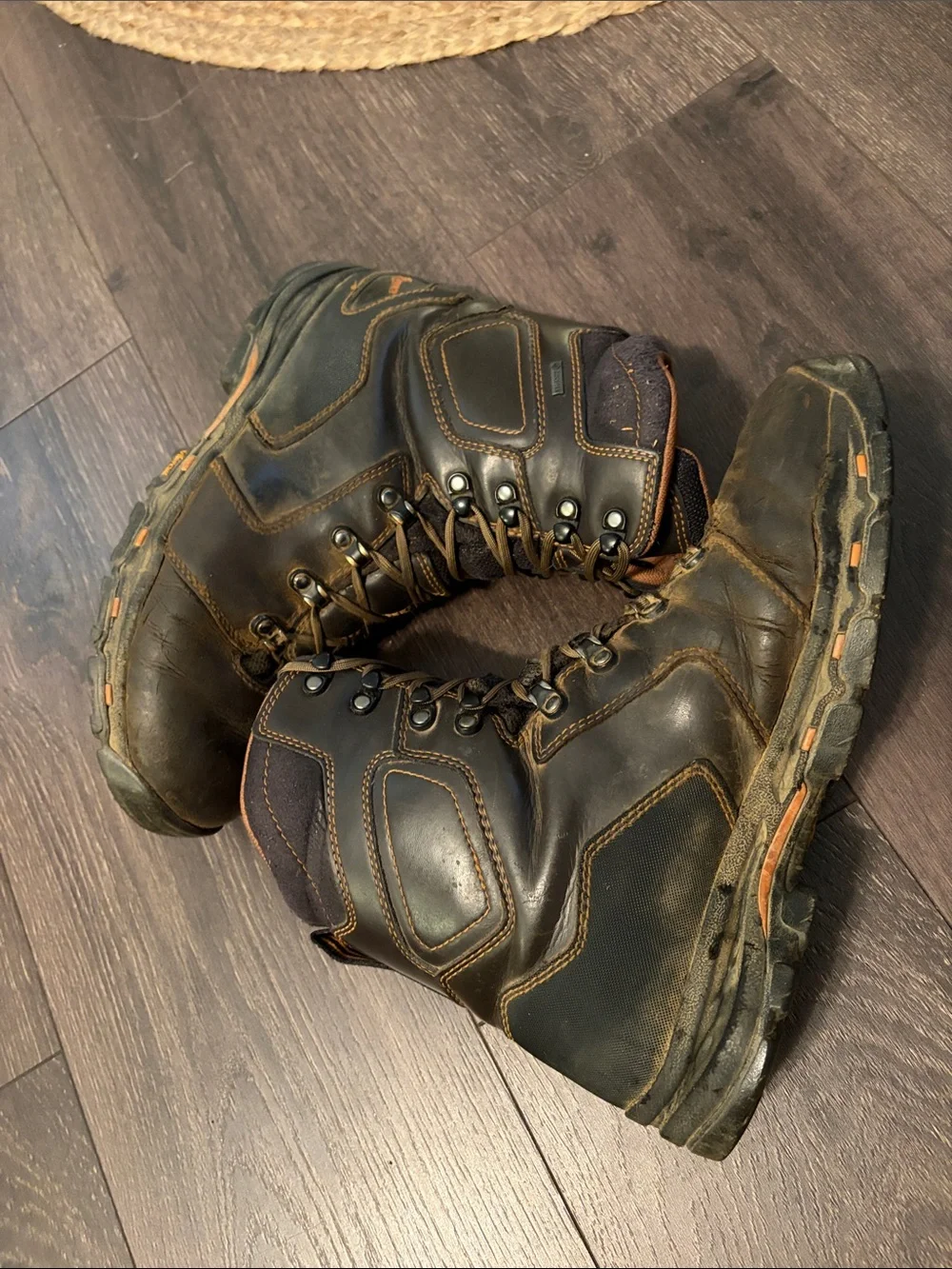 Danner Men's Dark Brown Leather Hiking Boots with Orange Accents